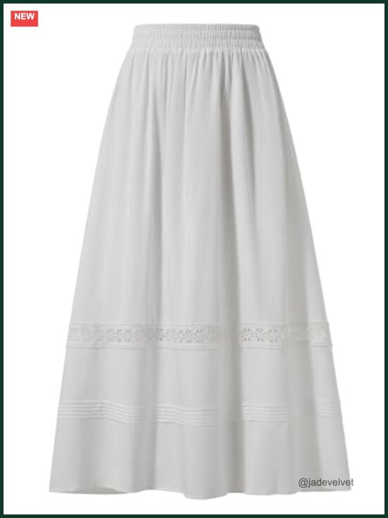 Dresses & Skirts - Boho Tiered Maxi Skirt High Waisted Renaissance Lace Long Skirt with Pockets